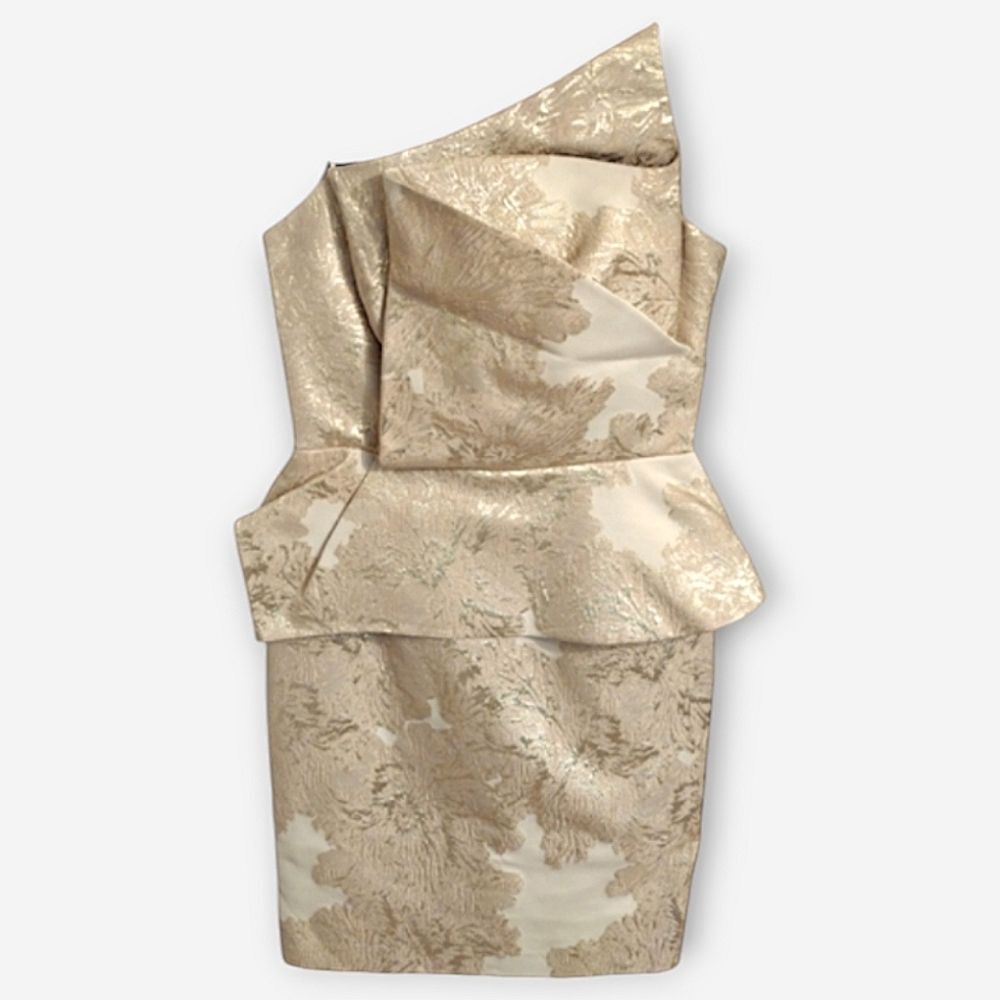 Maria Coca Coleccion Strapless Dress, Size 6 US, Gold/Cream Color, Made in Spain